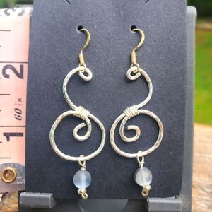 Silver artisan wire swirl earrings